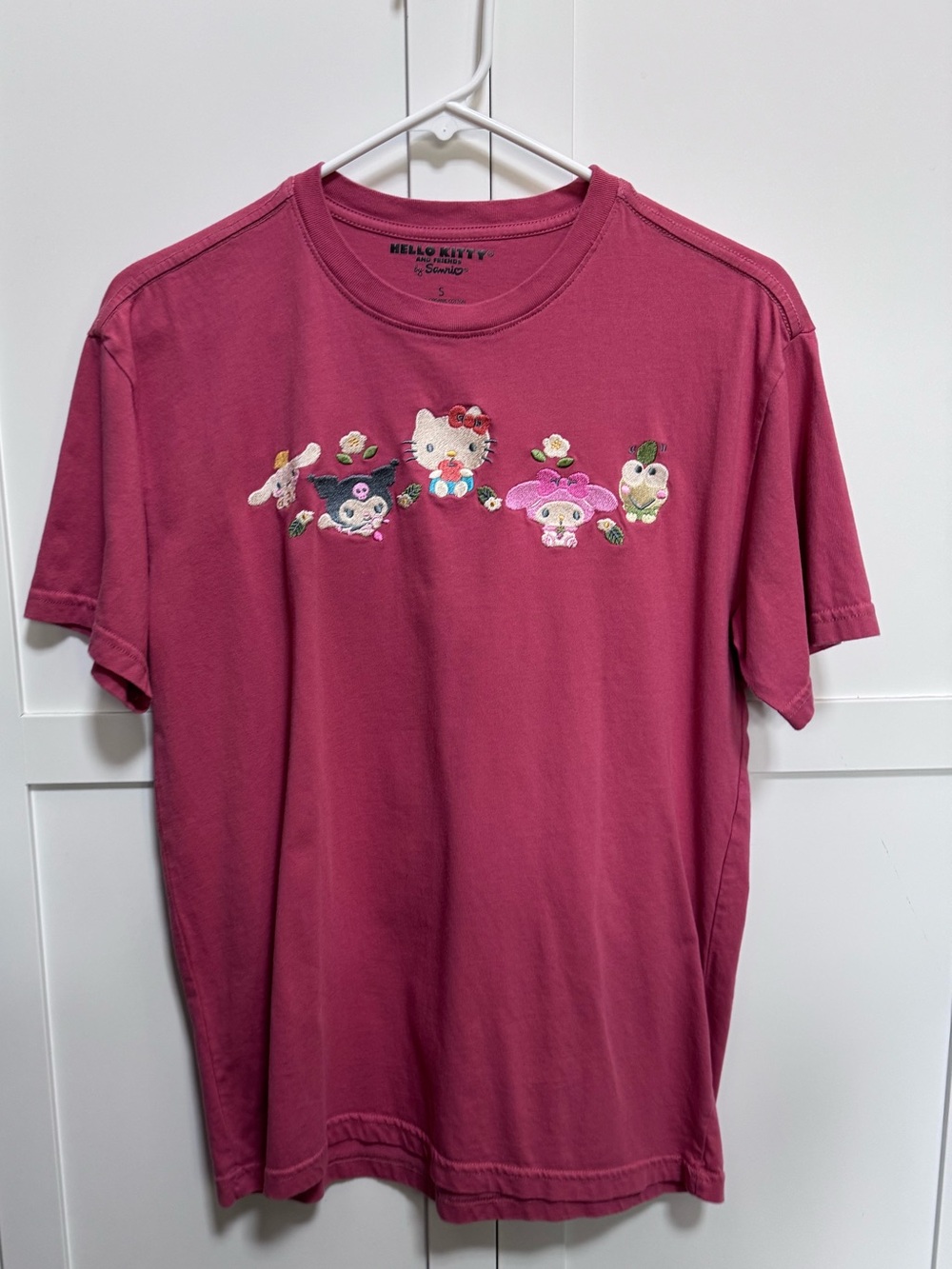 Hello Kitty Sanrio Embroidered Fruits Group Shot T-Shirt Pink BoxLunch Small